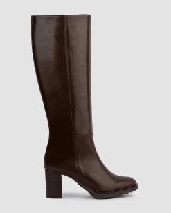 Store Botas Altas Con Tacon Lisa Ancho Especial Mujer Botas